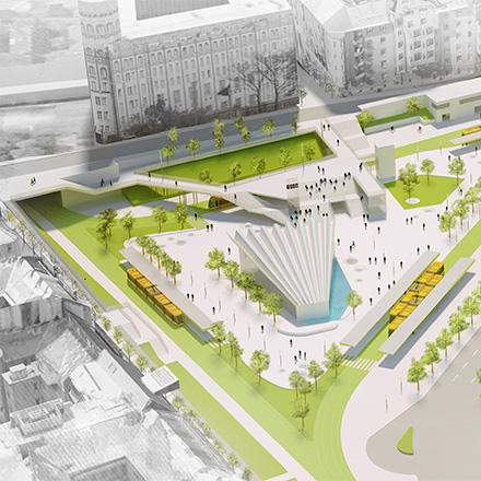 SZÉLL KÁLMÁN TÉR REKONSTRUKCIÓJA, 
					BUDAPEST 
                    ORSZÁGOS ÉPÍTÉSZETI TERVPÁLYÁZAT
                    TERVEZÉS ÉVE:2012